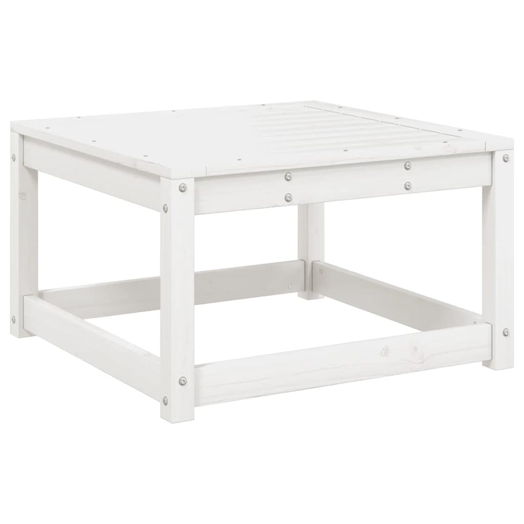 Garden Footstool with Cushions White Solid Wood Pine