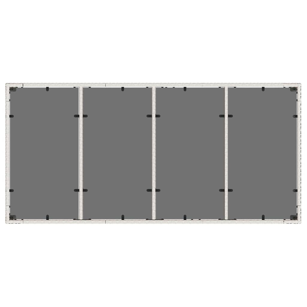 Garden Table with Glass Top White 190x90x75 cm Poly Rattan