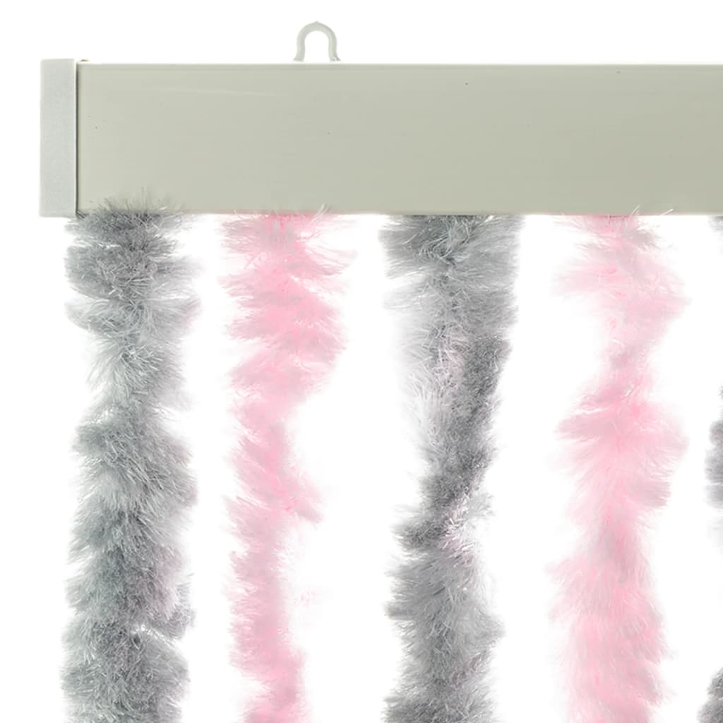 Fly Curtain Silver Grey and Pink 90x220 cm Chenille