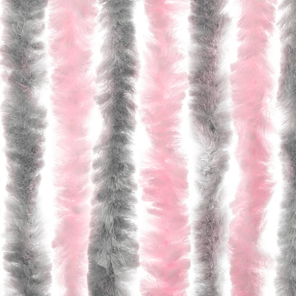 Fly Curtain Silver Grey and Pink 90x220 cm Chenille
