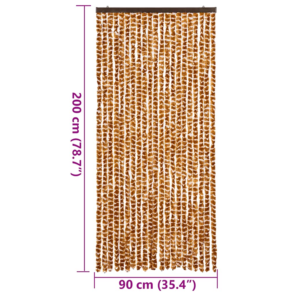 Fly Curtain Ochre and White 90x200 cm Chenille