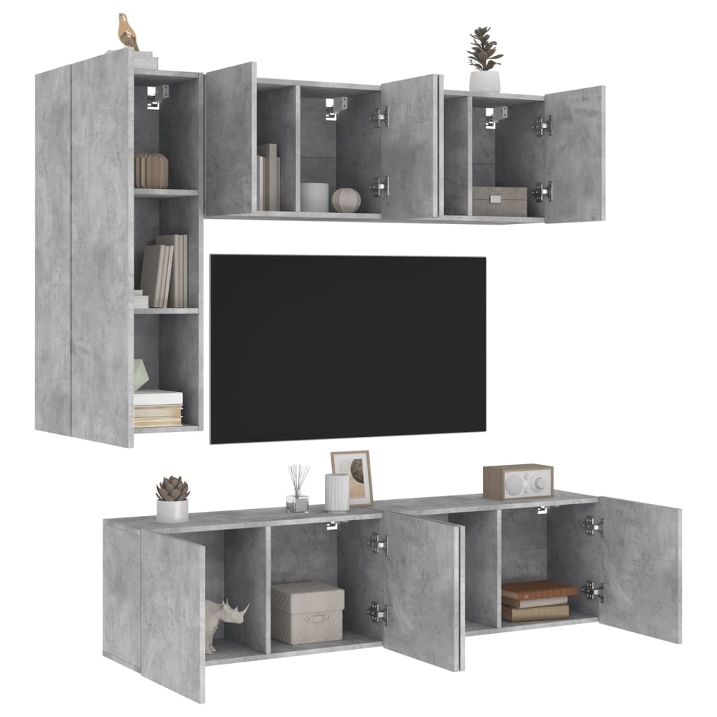 TV Wall Unit | Concrete Grey | Engineered Wood | Medium | TV Wall Unit