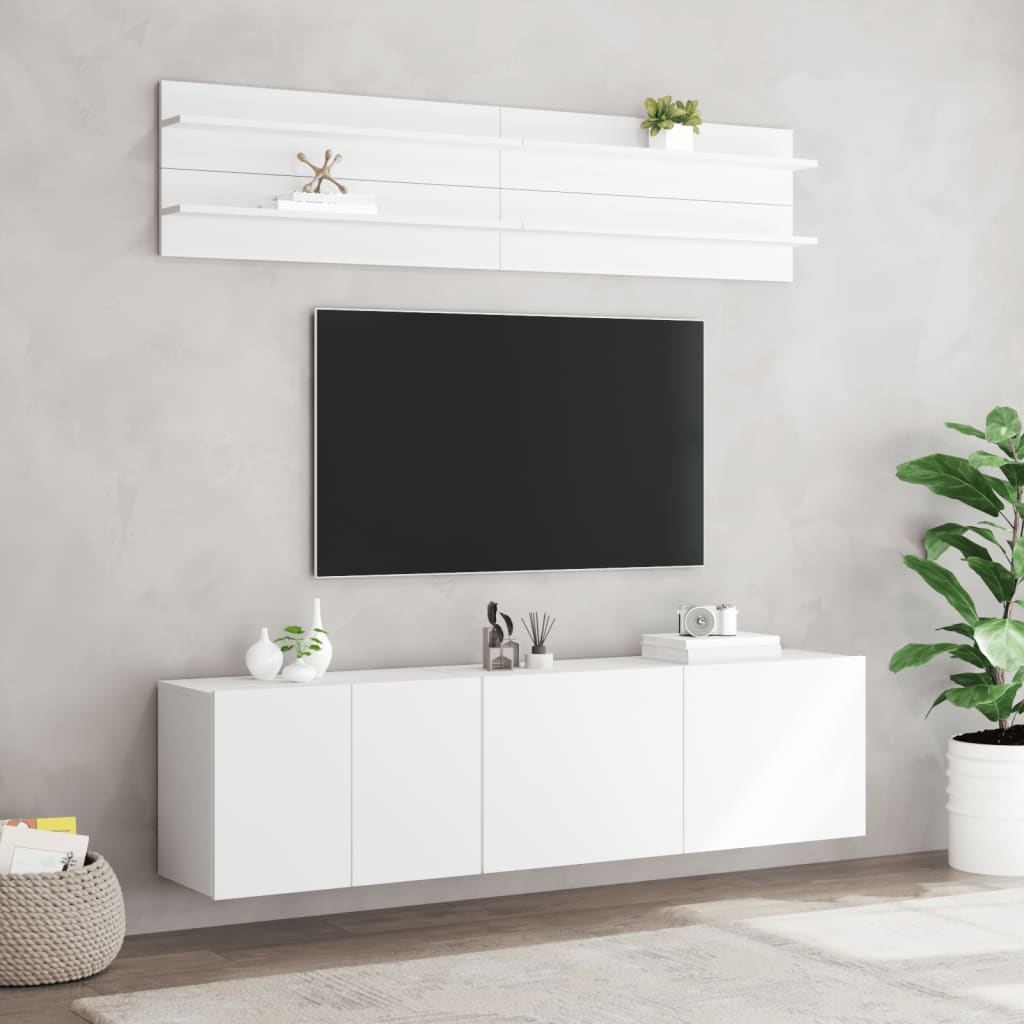 6 Piece TV Wall Units White Engineered Wood