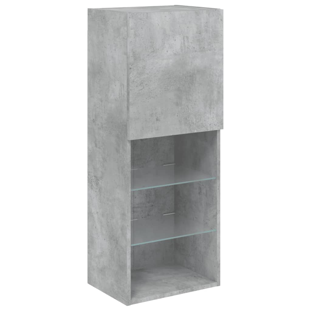4 Piece TV Wall Units with LED Concrete Grey Engineered Wood