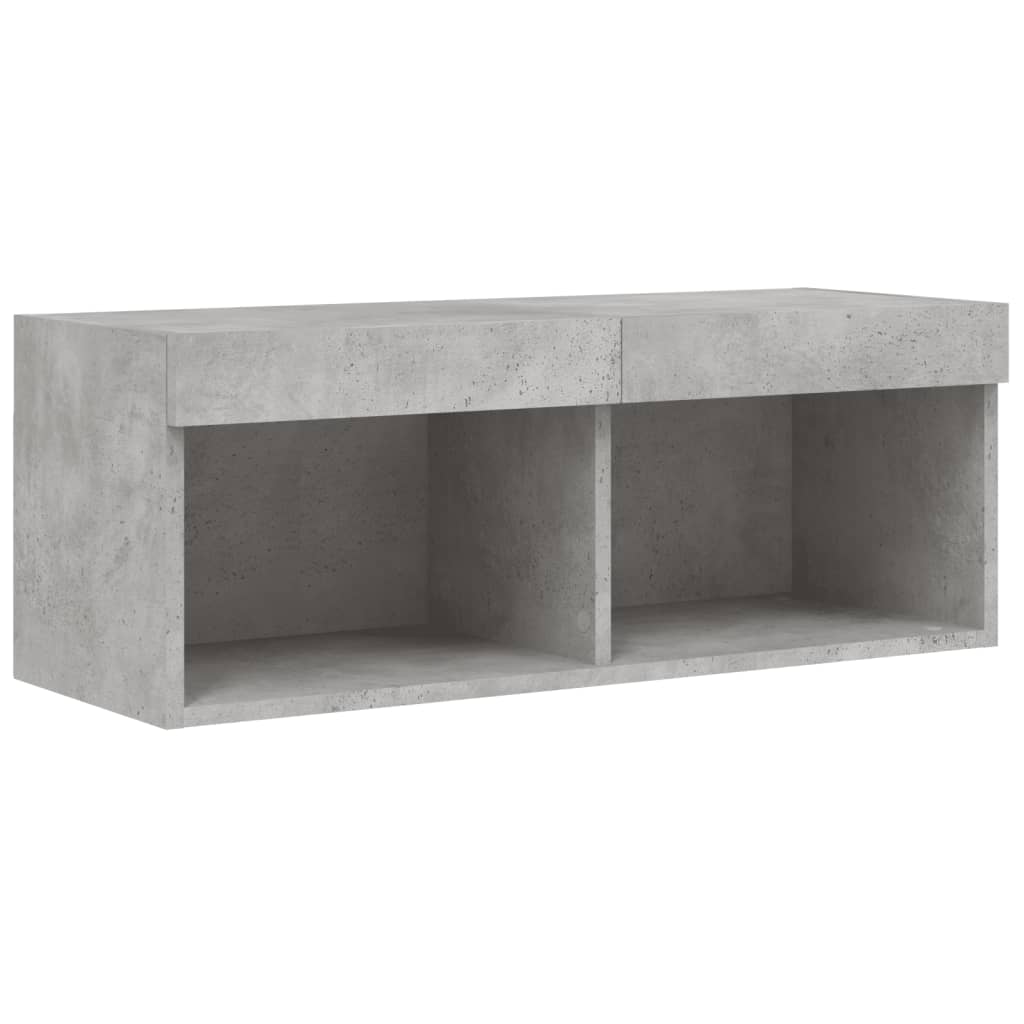 4 Piece TV Wall Units with LED Concrete Grey Engineered Wood