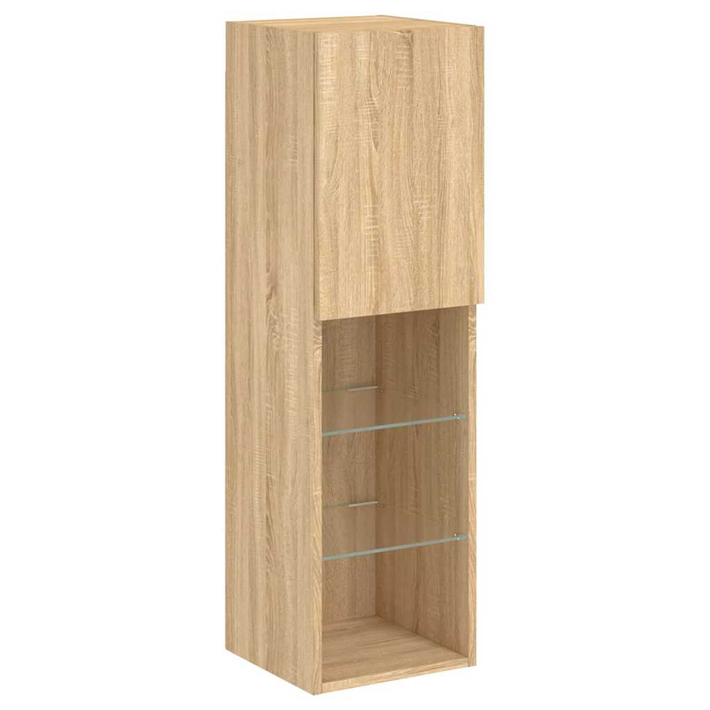 4 Piece TV Wall Units with LED Sonoma Oak Engineered Wood