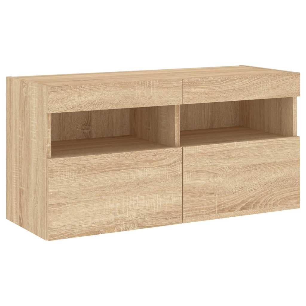 4 Piece TV Wall Units with LED Sonoma Oak Engineered Wood