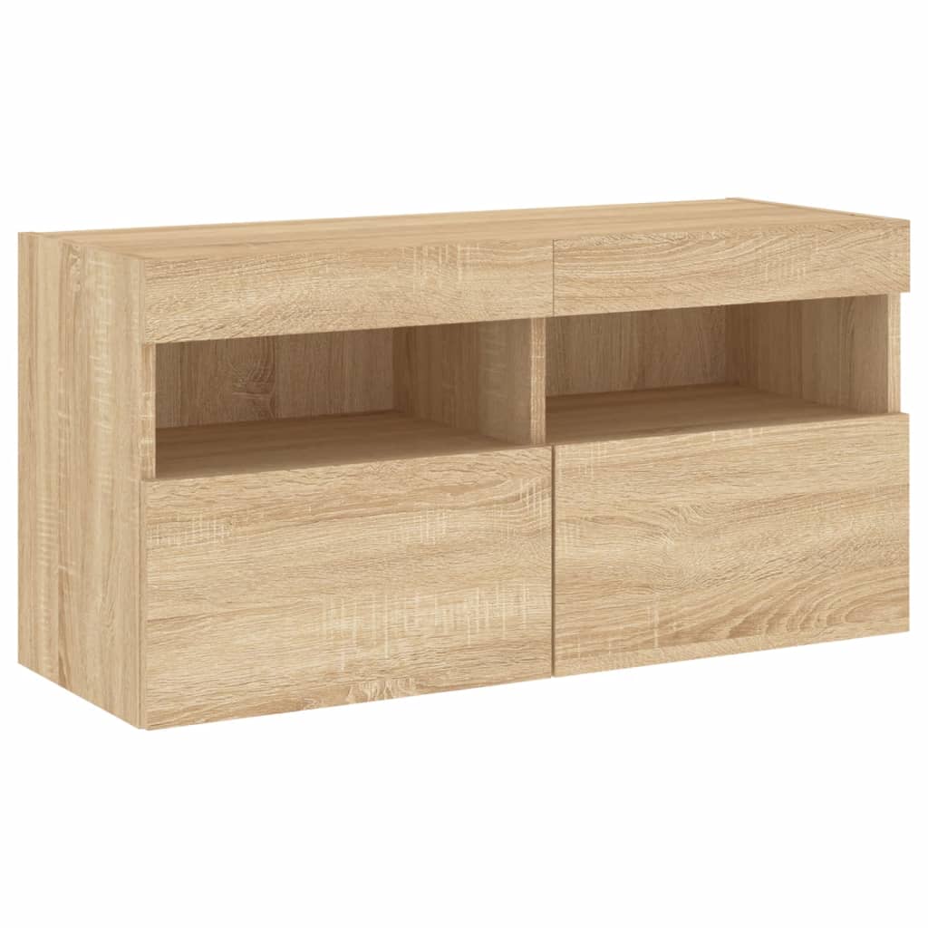 5 Piece TV Wall Units with LED Sonoma Oak Engineered Wood