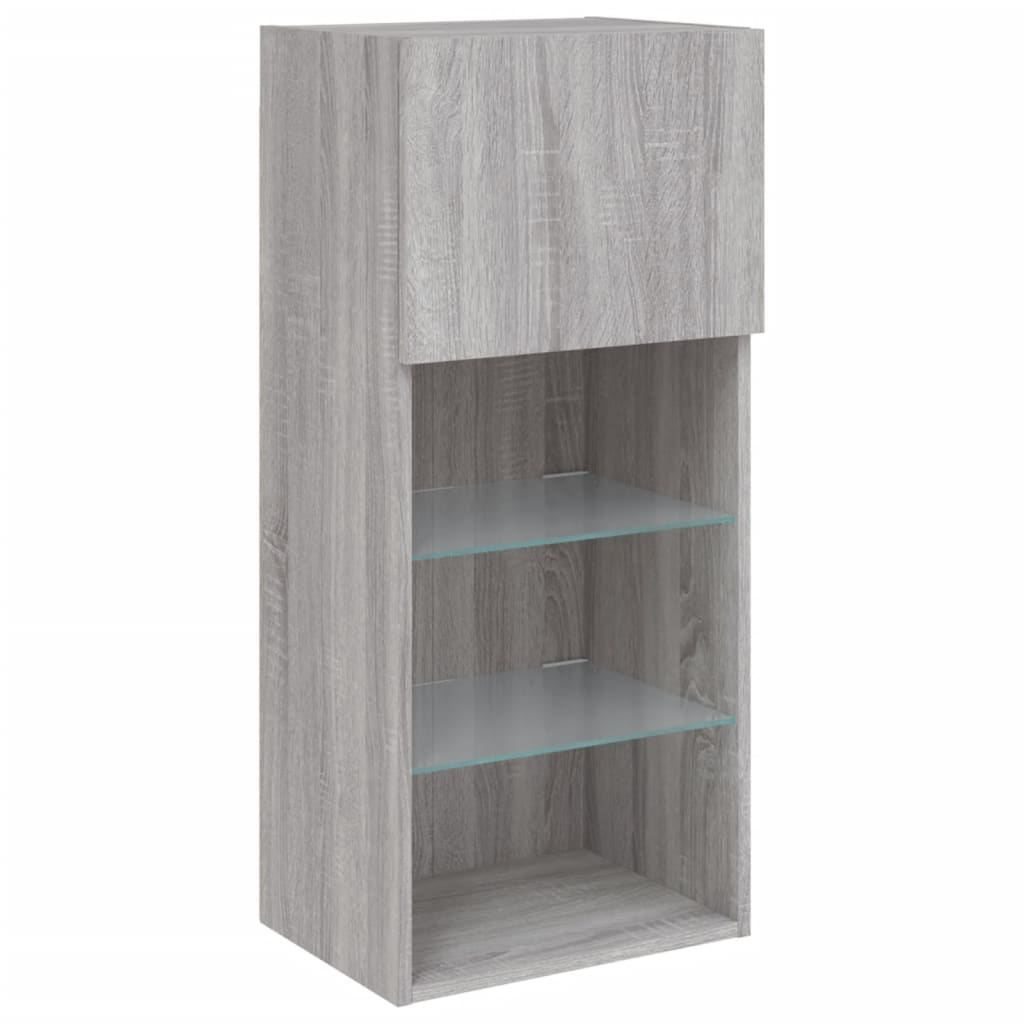 5 Piece TV Wall Units with LED Grey Sonoma Engineered Wood