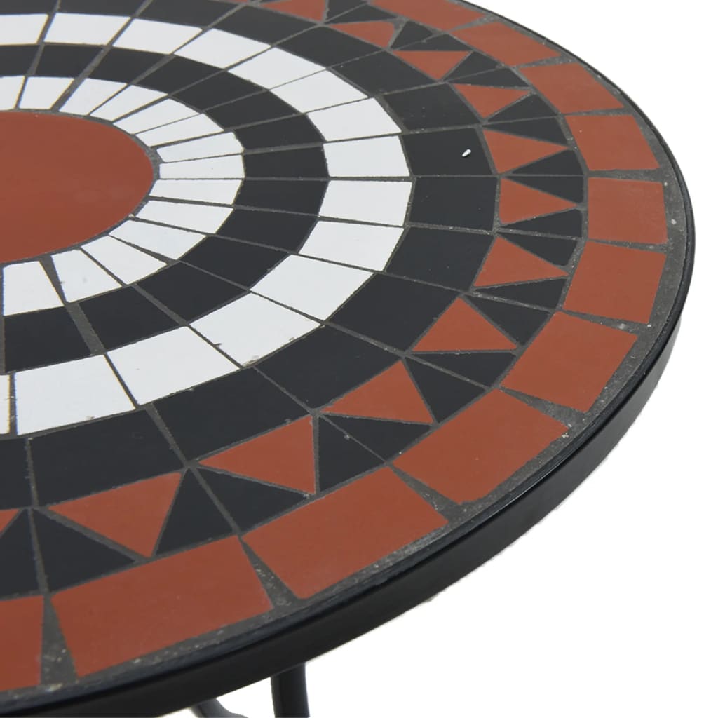 Mosaic Bistro Table Terracotta and Black Ø50x70 cm Ceramic
