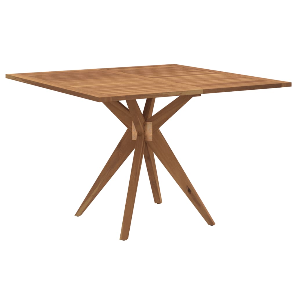 Garden Table | Brown | Solid Acacia wood | 110 cm | Decorative Inlays