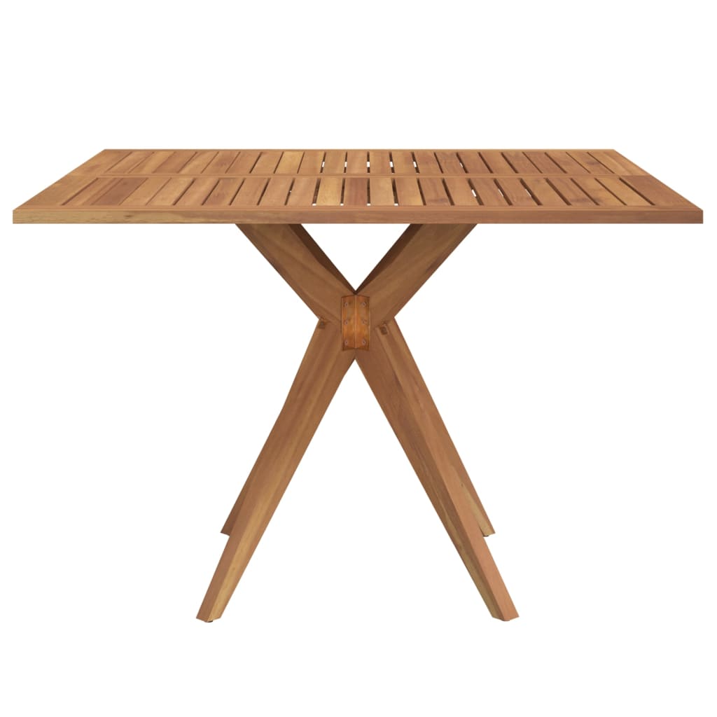 Garden Table | Brown | Solid Acacia wood | 110 cm | Decorative Inlays