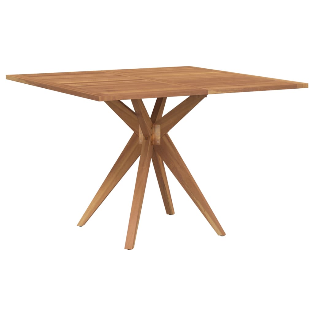 Garden Table | Brown | Solid Acacia wood | 110 cm | Decorative Inlays