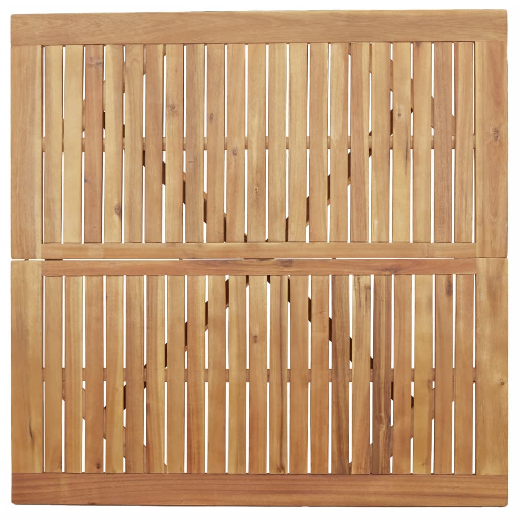 Garden Table | Brown | Solid Acacia wood | 110 cm | Decorative Inlays