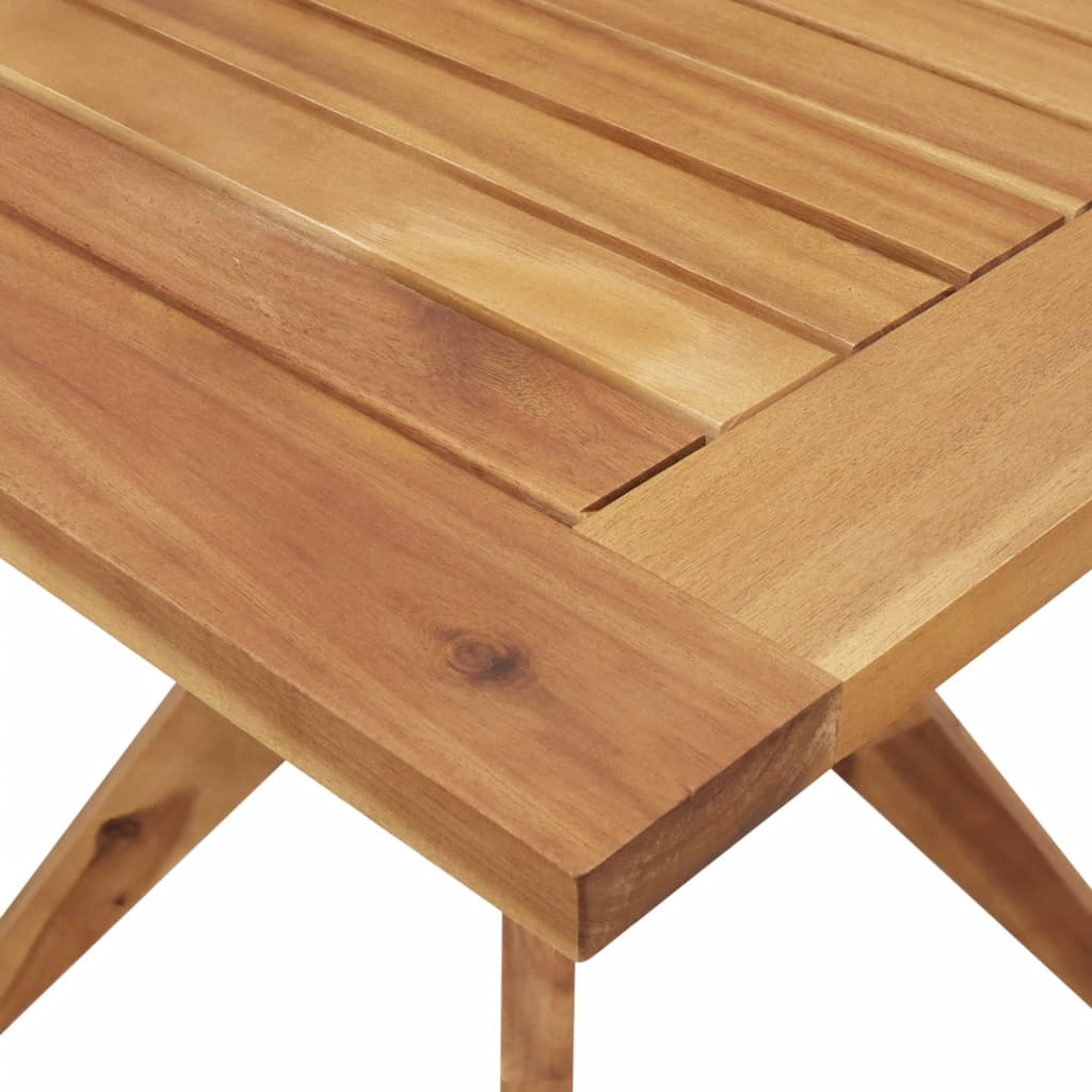 Garden Table | Brown | Solid Acacia wood | 110 cm | Decorative Inlays