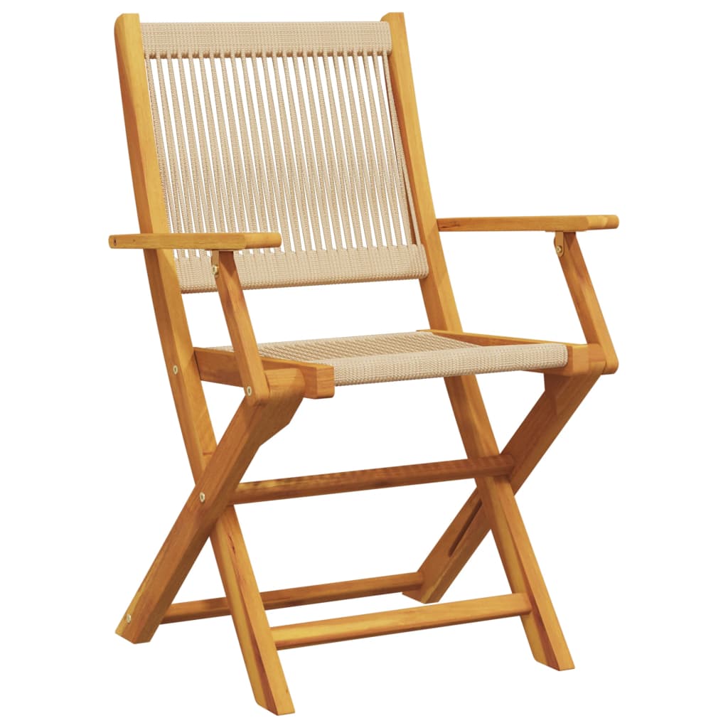 Folding Chairs 2 pcs Beige Solid Wood Acacia and Polypropylene