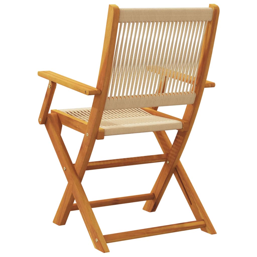 Folding Chairs 2 pcs Beige Solid Wood Acacia and Polypropylene