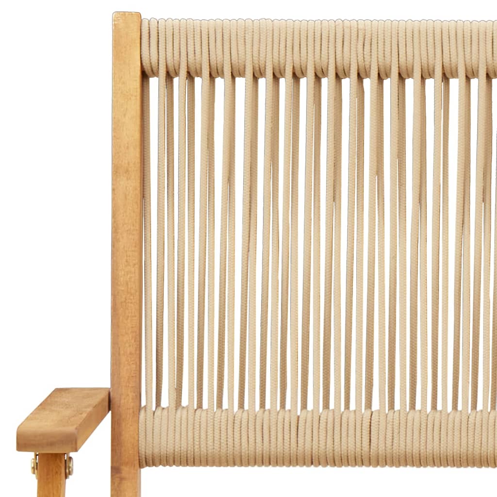 Folding Chairs 2 pcs Beige Solid Wood Acacia and Polypropylene