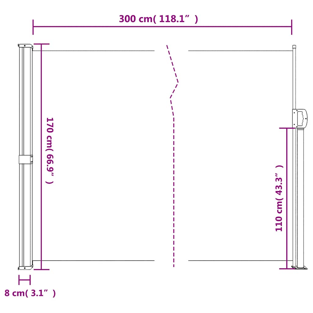 Retractable Side Awning Taupe 170x300 cm