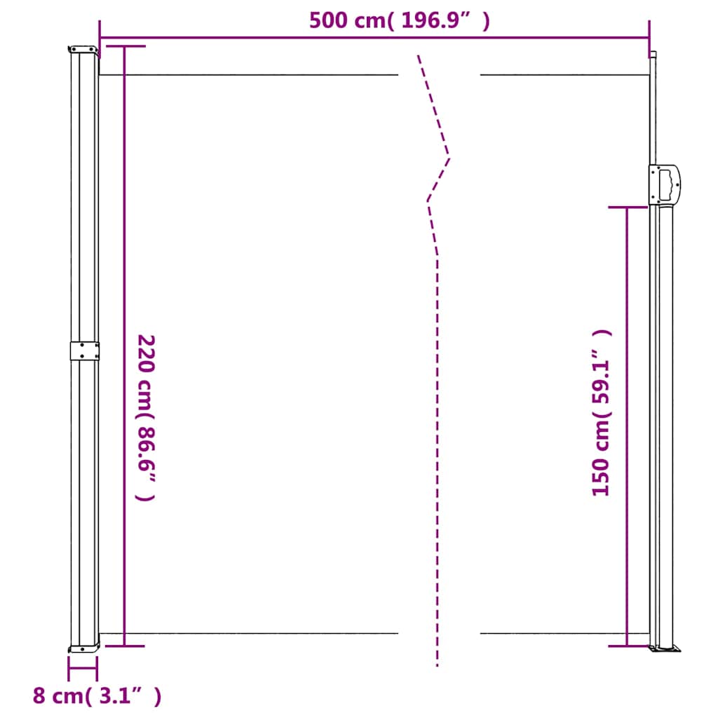 Retractable Side Awning Anthracite 220x500 cm