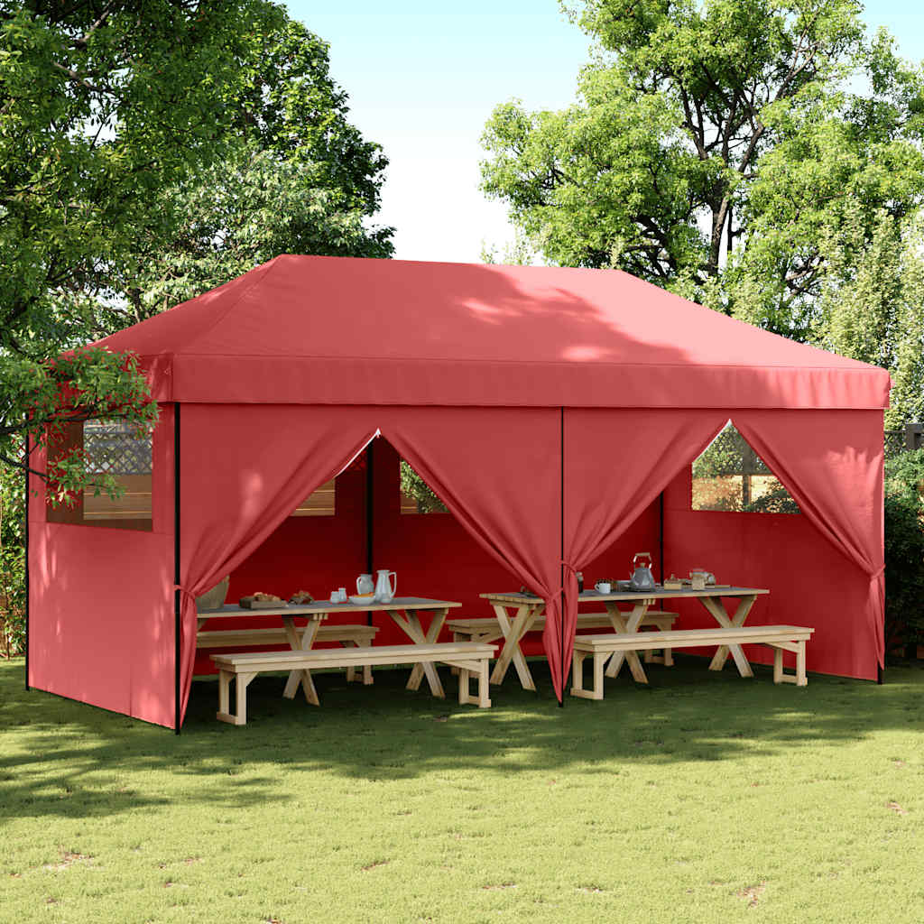 Party Tent Burgundy with Black Frame Oxford Fabric