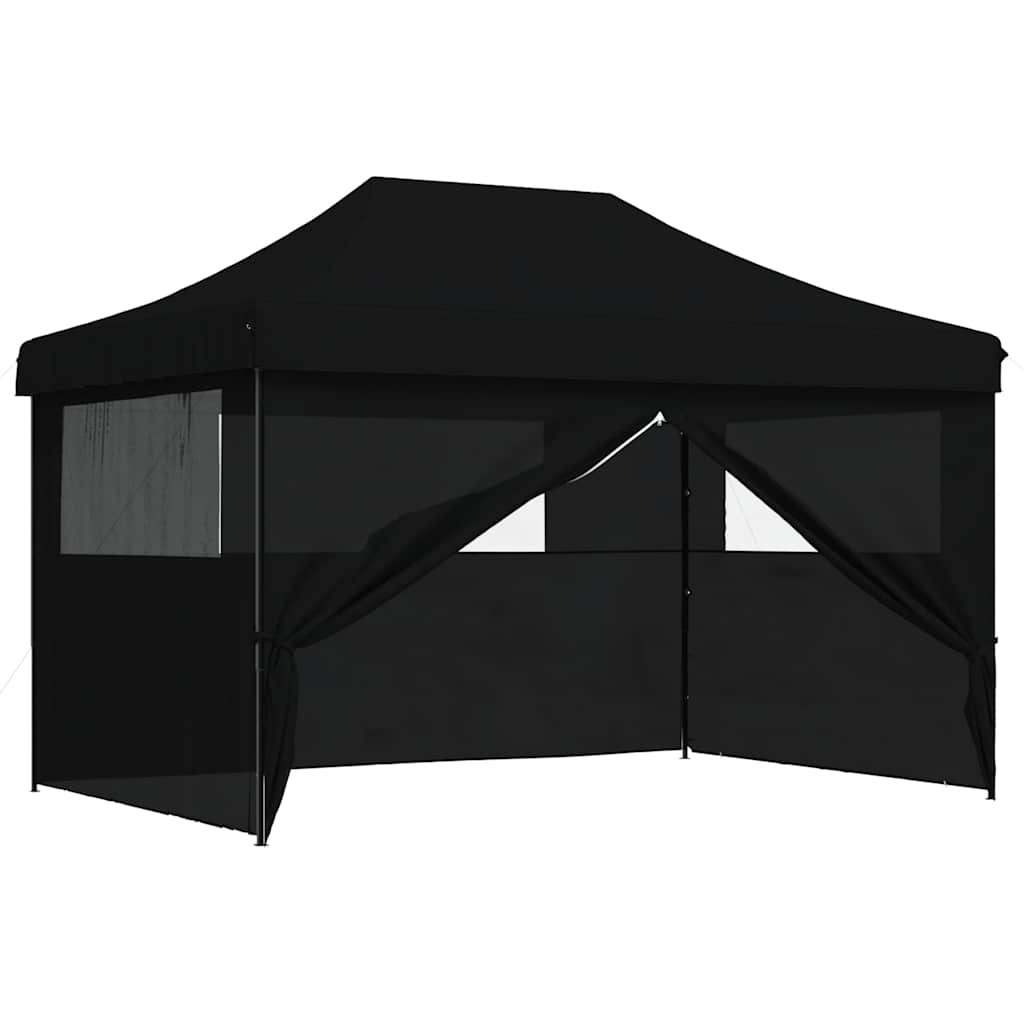 Foldable Party Tent Pop-Up with 4 Sidewalls Black