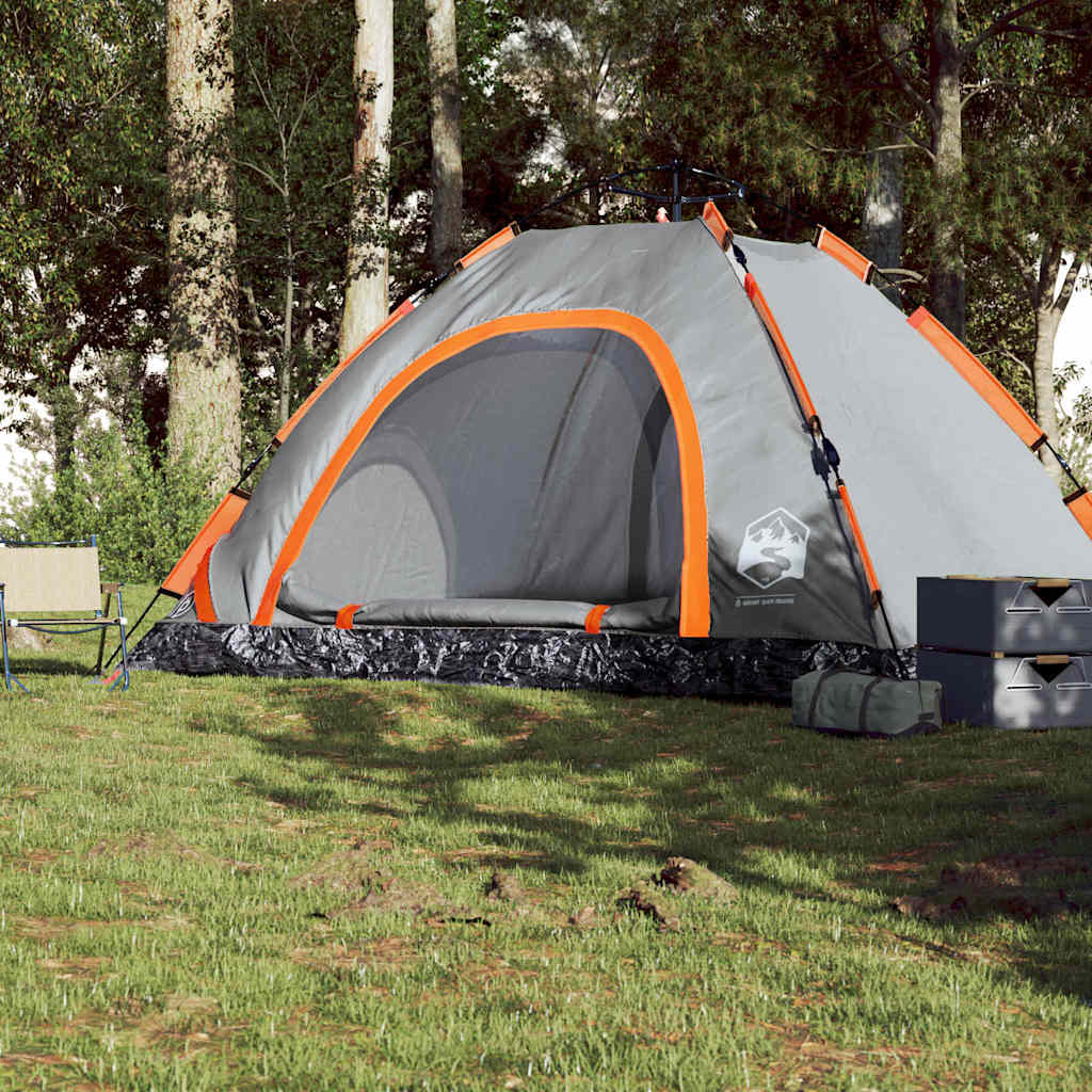 Camping Tent 5-Person Grey and Orange Quick Release