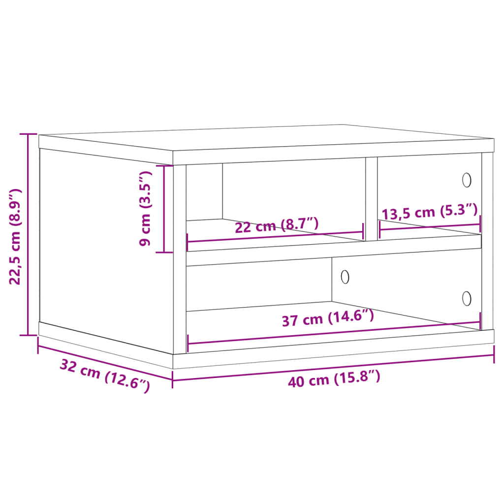 Printer Stand Sonoma Oak 40x32x22,5 cm Engineered Wood