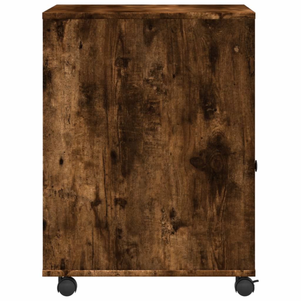 Printer Stand with Wheels Smoked Oak 60x50x67 cm