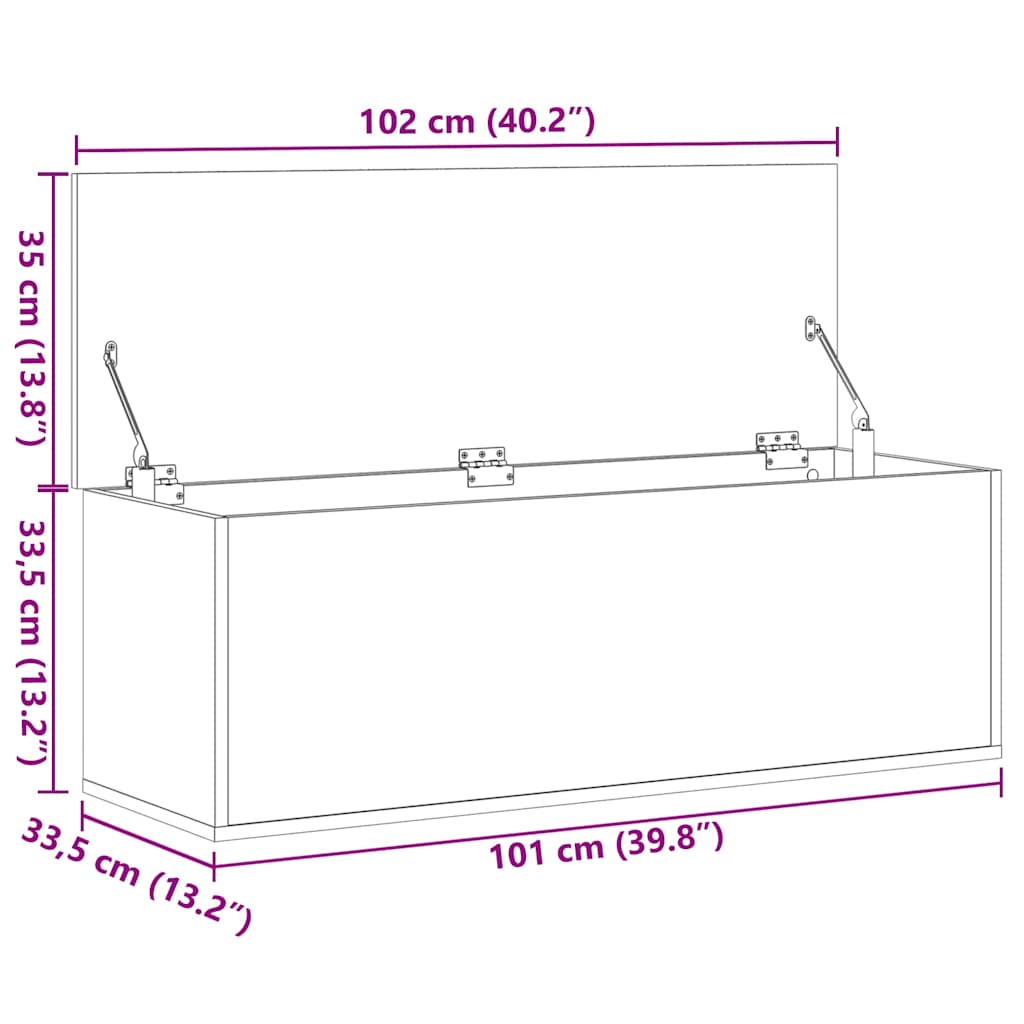 Storage Box Smoked Oak 102x35x35 cm Engineered Wood