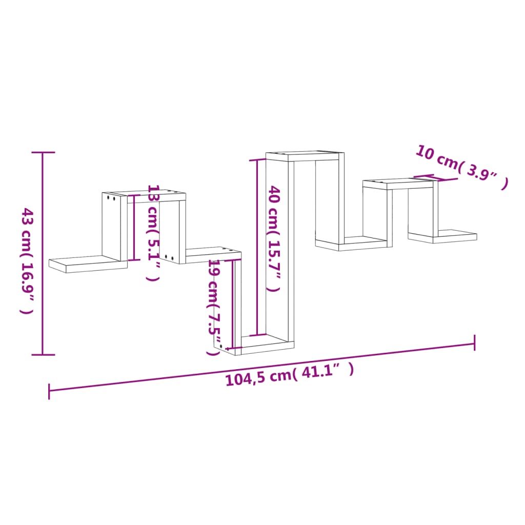 Wall Shelf Grey Sonoma 104.5x10x43 cm Engineered Wood