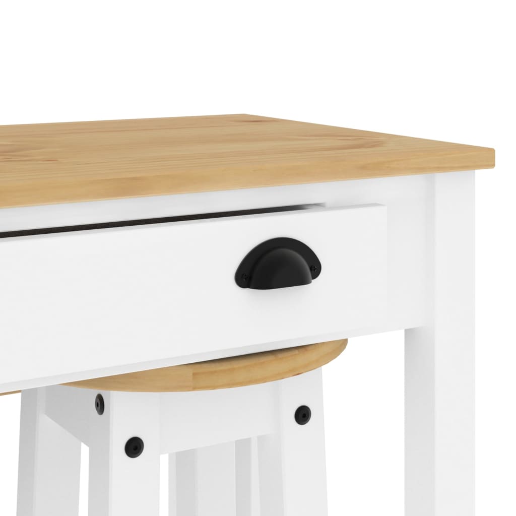 3 Piece Bar Set White Solid Wood Pine