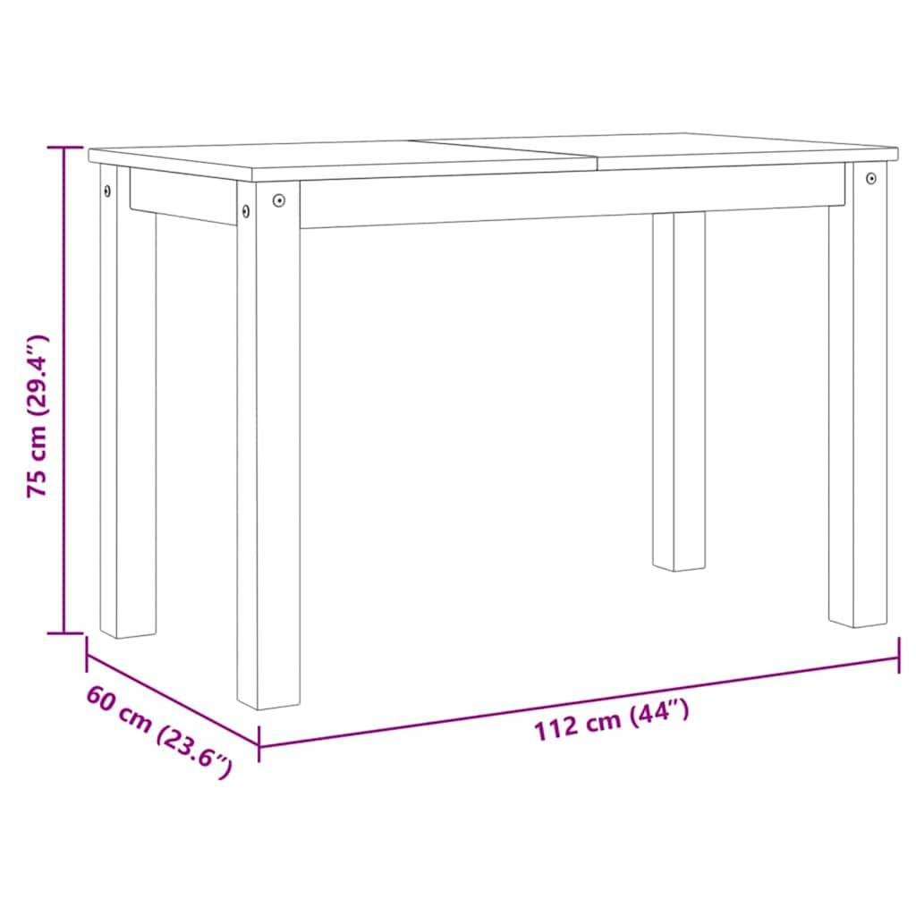 Dining Table PANAMA Grey 112x60x75 cm Solid Wood Pine