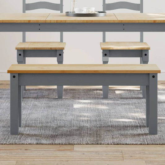 Dining Bench PANAMA Grey 105x30x45 cm Solid Wood Pine