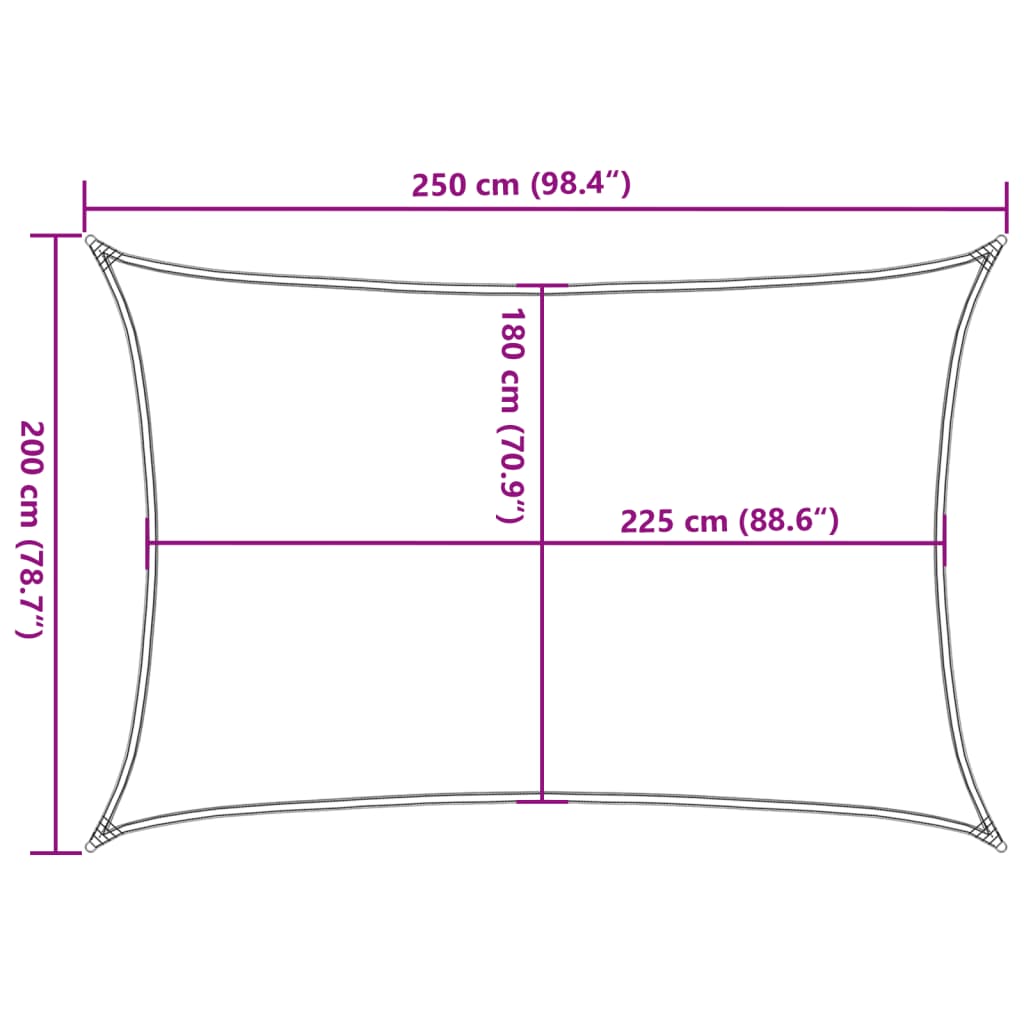 Sunshade Sail 160 g/m² Rectangular Sand 2x2.5 m HDPE