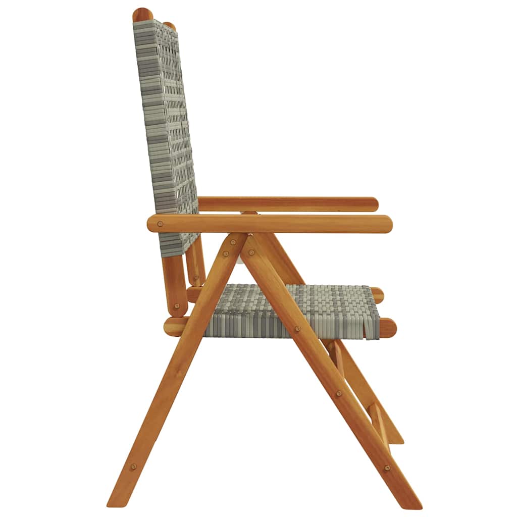 Reclining Folding Chairs 6 pcs Grey Poly Rattan and Solid Wood