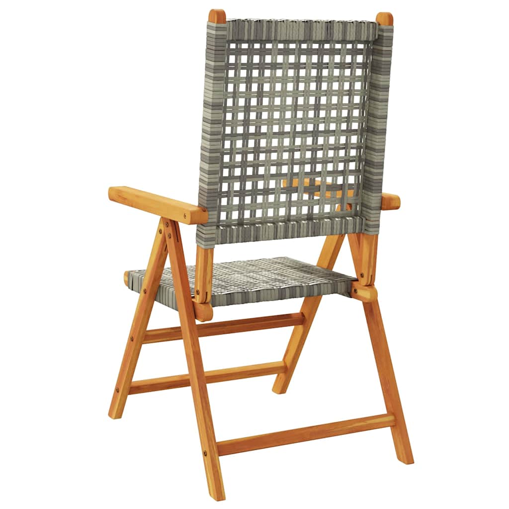 Reclining Folding Chairs 6 pcs Grey Poly Rattan and Solid Wood