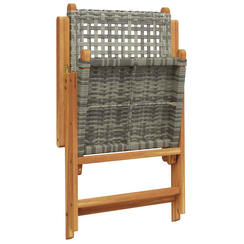 Reclining Folding Chairs 6 pcs Grey Poly Rattan and Solid Wood
