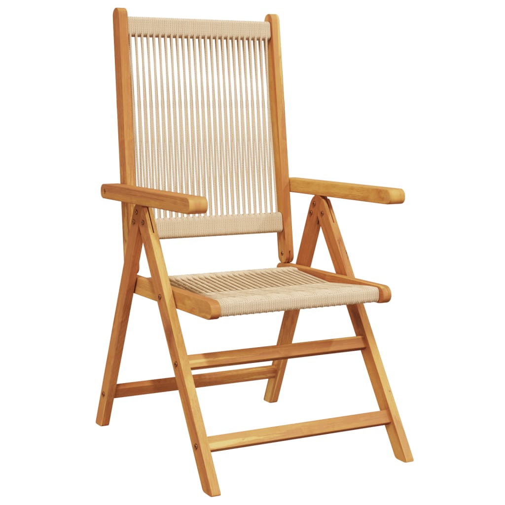 Reclining Folding Chairs 6 pcs Beige Solid Wood Acacia