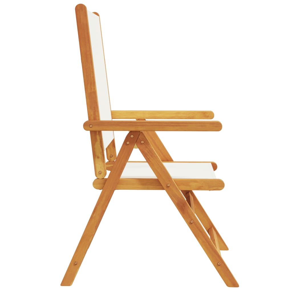 Reclining Folding Chairs 4 pcs Cream White Fabric and Solid Wood