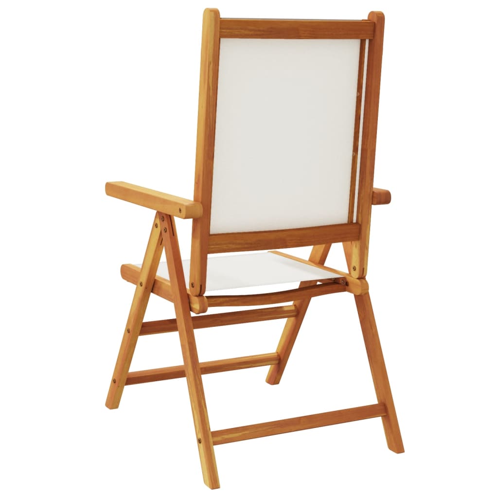 Reclining Folding Chairs 4 pcs Cream White Fabric and Solid Wood