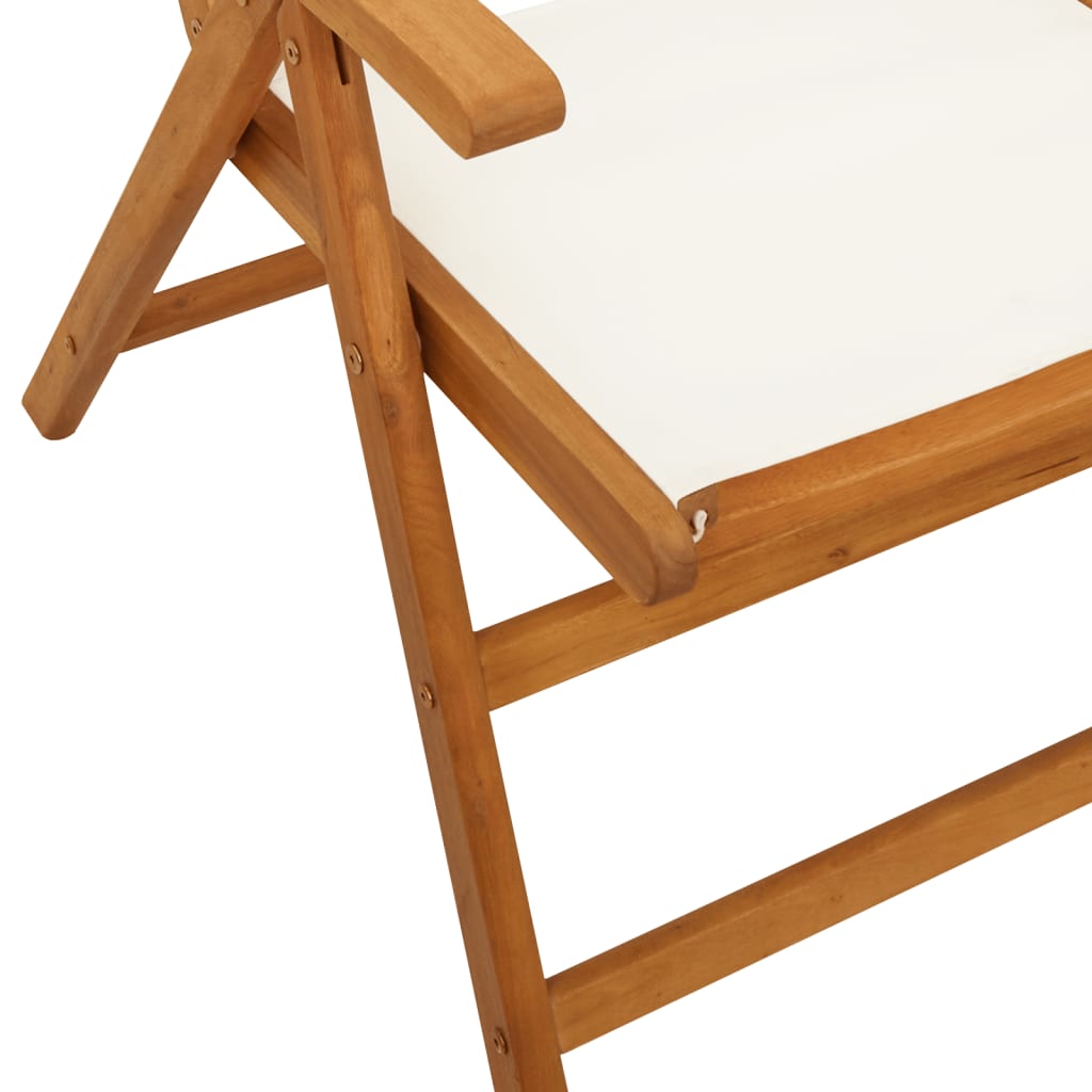 Reclining Folding Chairs 4 pcs Cream White Fabric and Solid Wood
