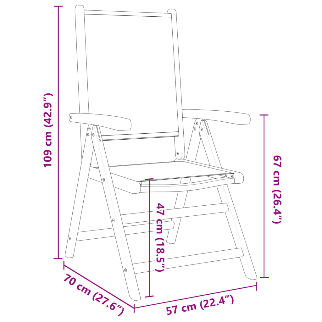 Reclining Folding Chairs 6 pcs Anthracite Fabric and Solid Wood