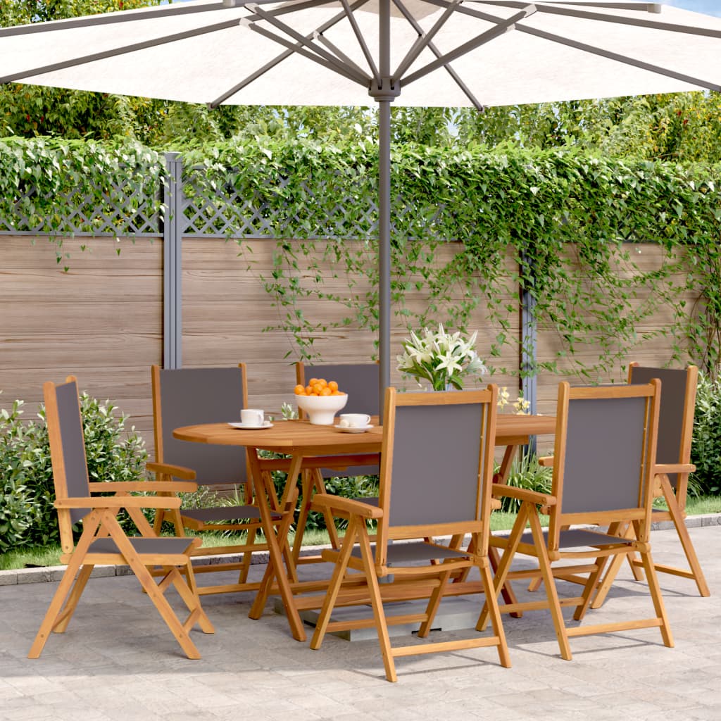 Reclining Folding Chairs 6 pcs Anthracite Fabric and Solid Wood