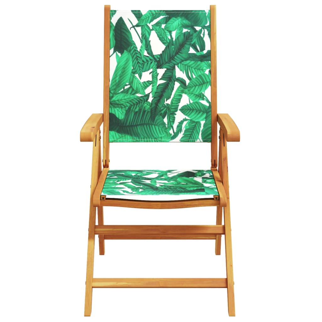 Reclining Folding Chairs 8 pcs Green Fabric and Solid Wood
