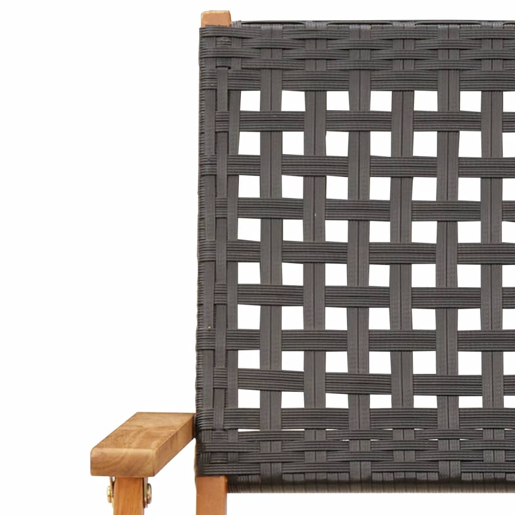 Folding Chairs 4 pcs Black Poly Rattan and Solid Wood