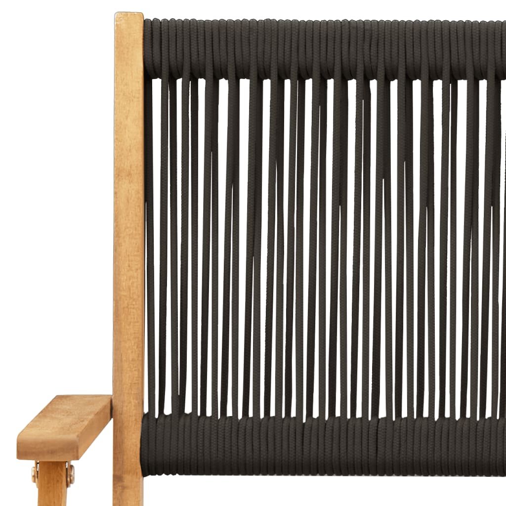 Folding Chairs 8 pcs Black Solid Wood Acacia
