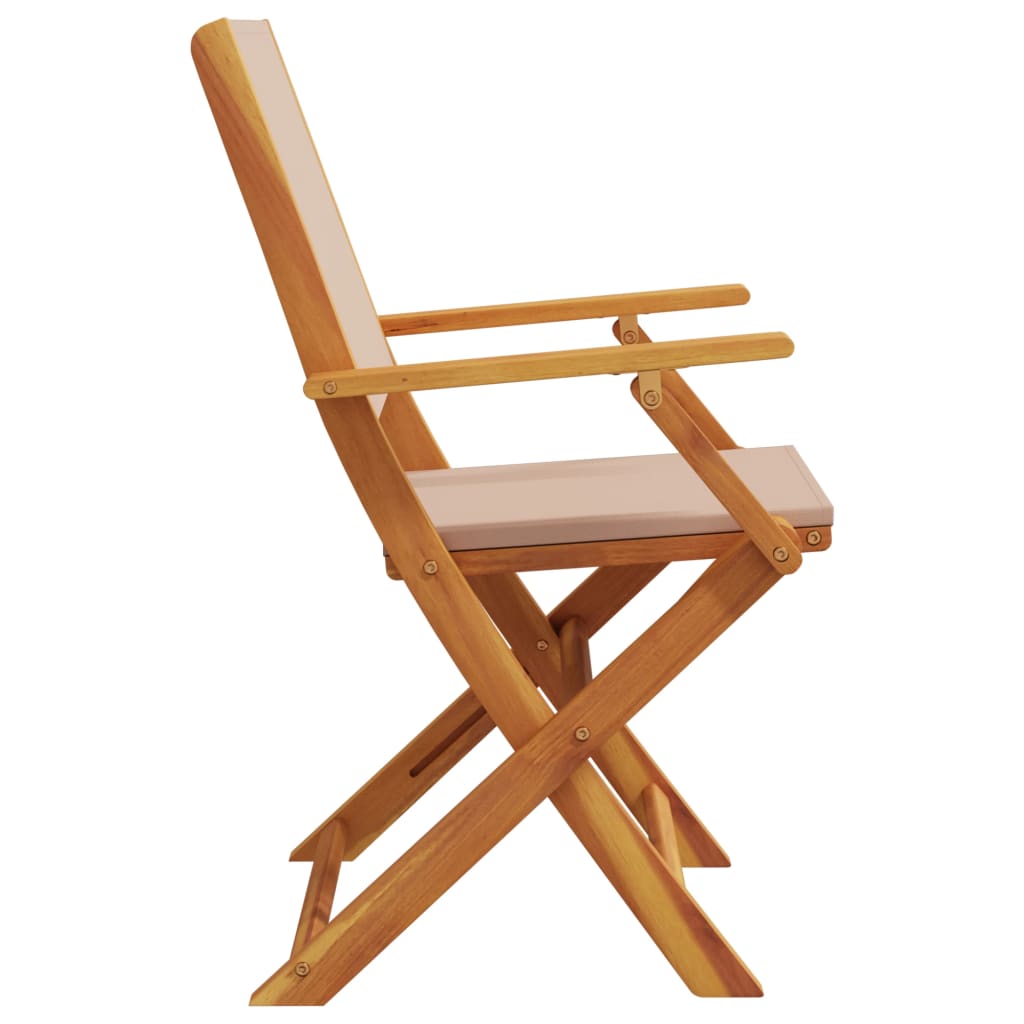 Folding Chairs 6 pcs Taupe Fabric and Solid Wood