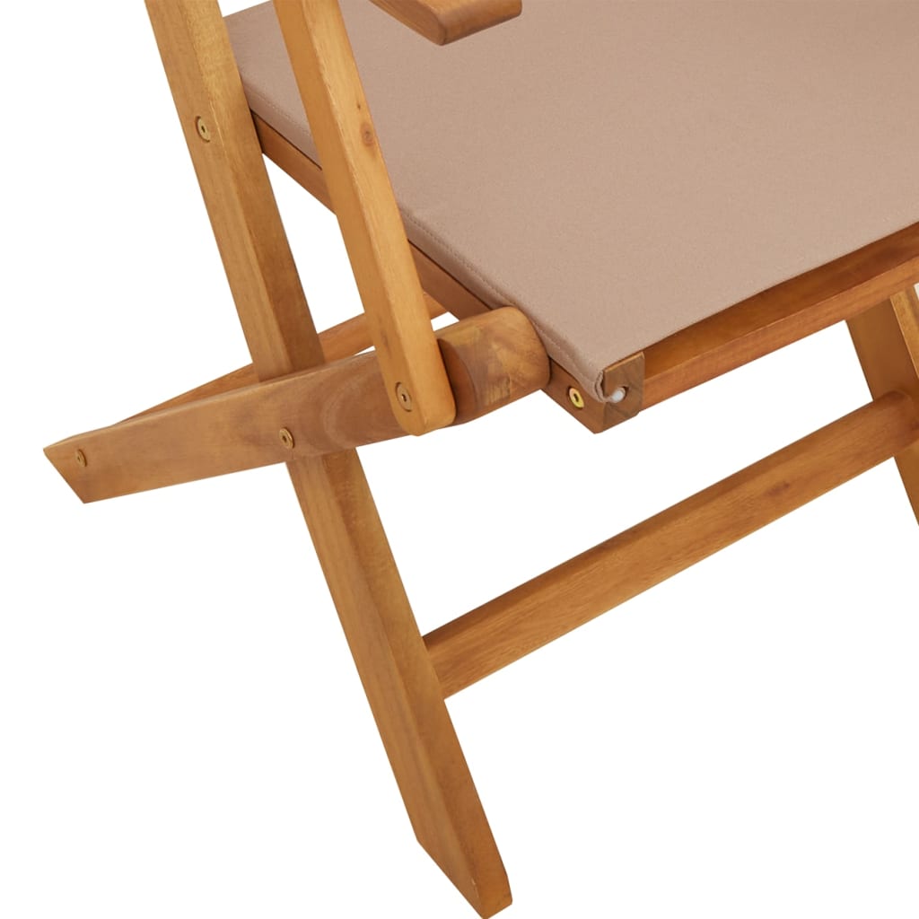 Folding Chairs 6 pcs Taupe Fabric and Solid Wood