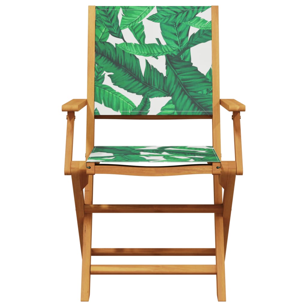 Folding Chairs 6 pcs Green Fabric and Solid Wood